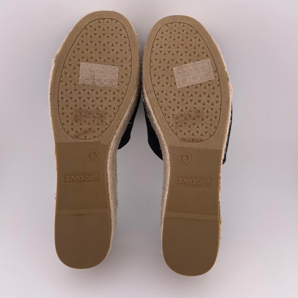 Bamboo Espadrille Wedge Sandals Platform Slides Black Comfort Casual Summer 8.5 - Picture 5 of 6
